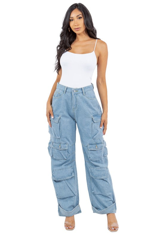 Oversized denim jean pants bottoms